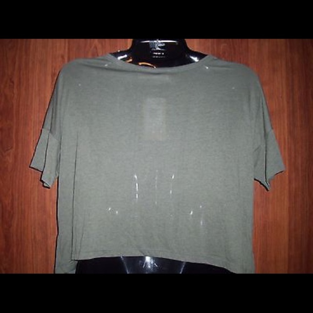 OLIVE GREEN, RHINESTONE TOP, SHORT-SLEEVES, NWT - Picture 4 of 4